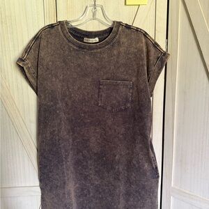 Brown/Blue Acid Wash T-Shirt Dress
